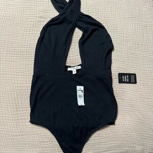 Express Black Ribbed Bodysuit